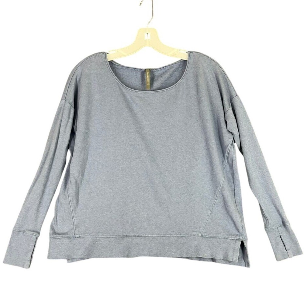 Sweaty Betty‎ Sweatshirt Womens XS Blue Relaxed Thumbhole Slit Yoga Gym Studio